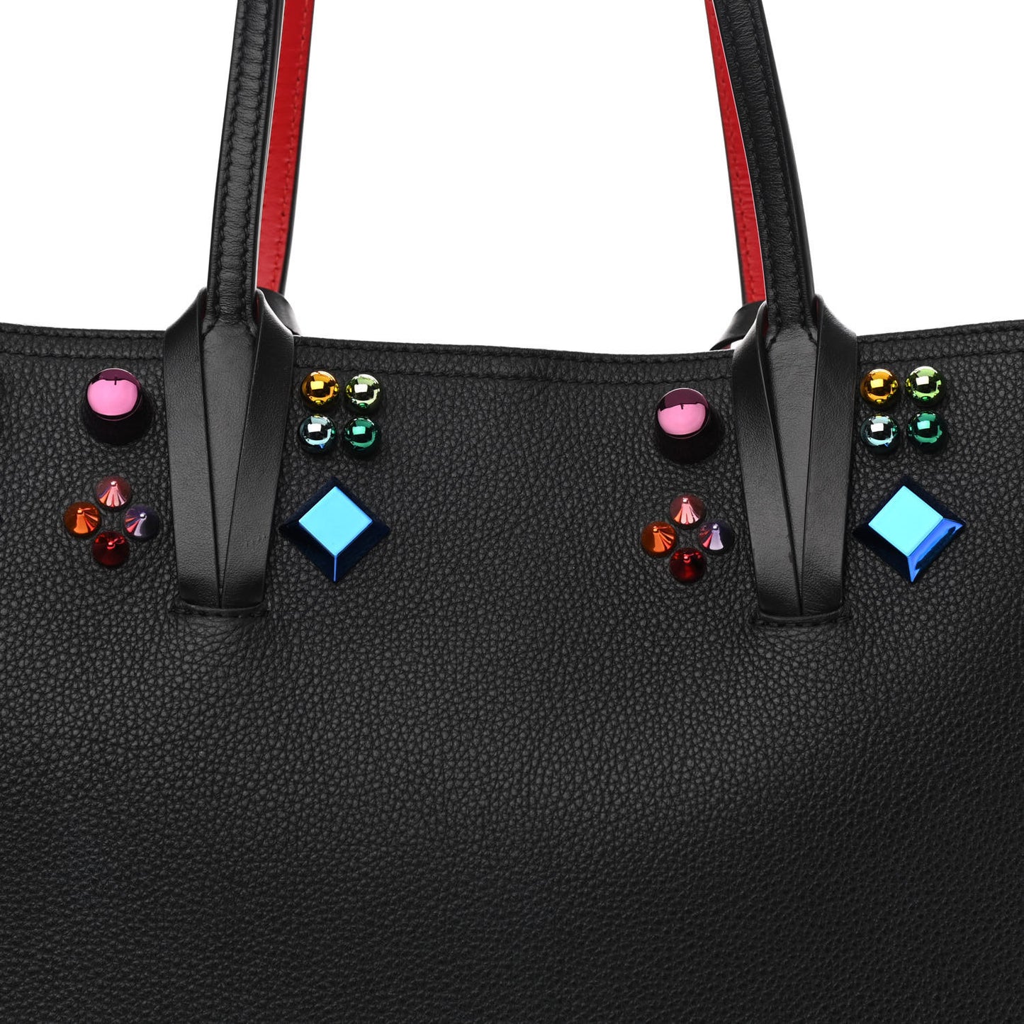 Calfskin Empire Spike Studded East West Cabata Tote Black