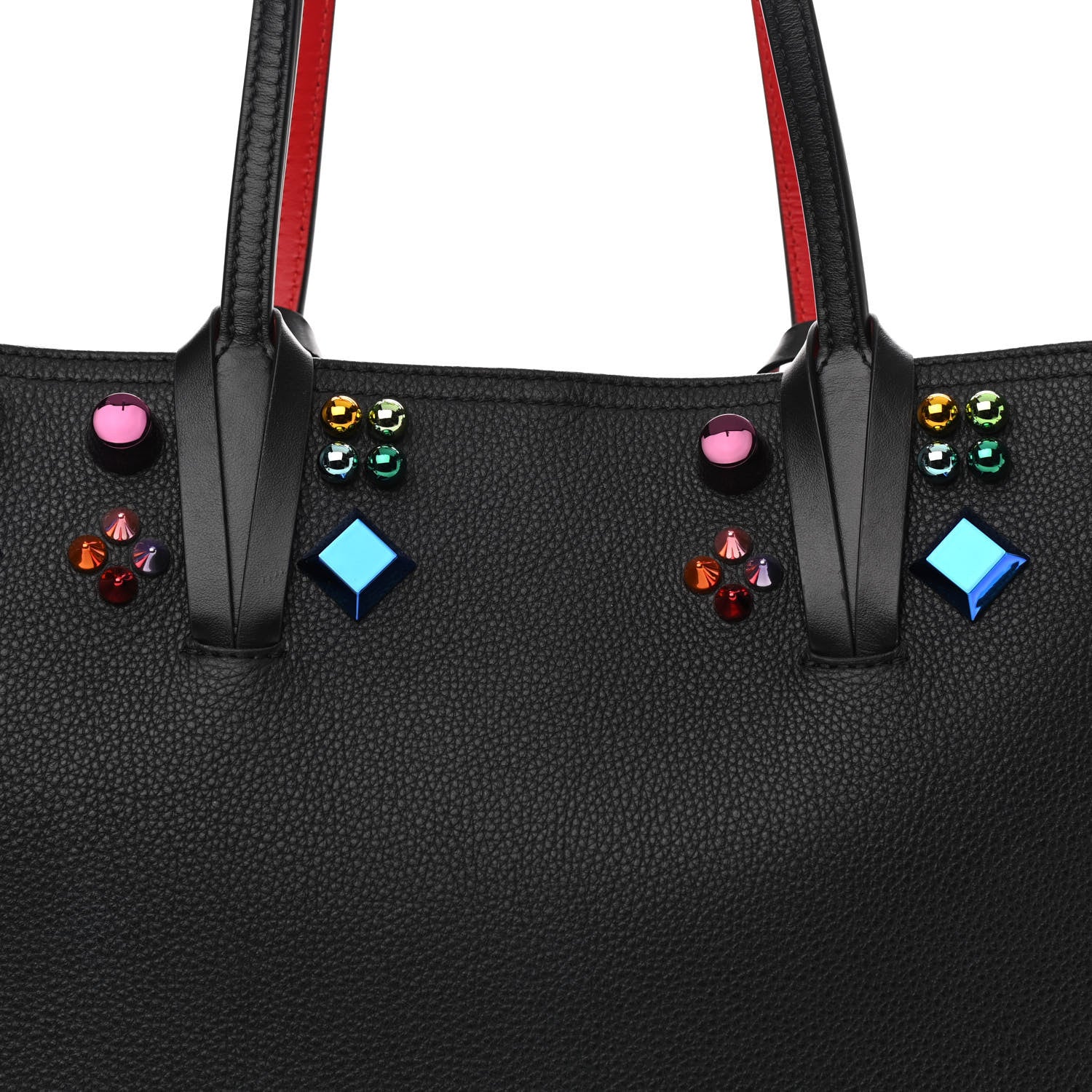 Christian Louboutin Calfskin Empire Spike Studded East West Cabata Tote Black 9 of 11
