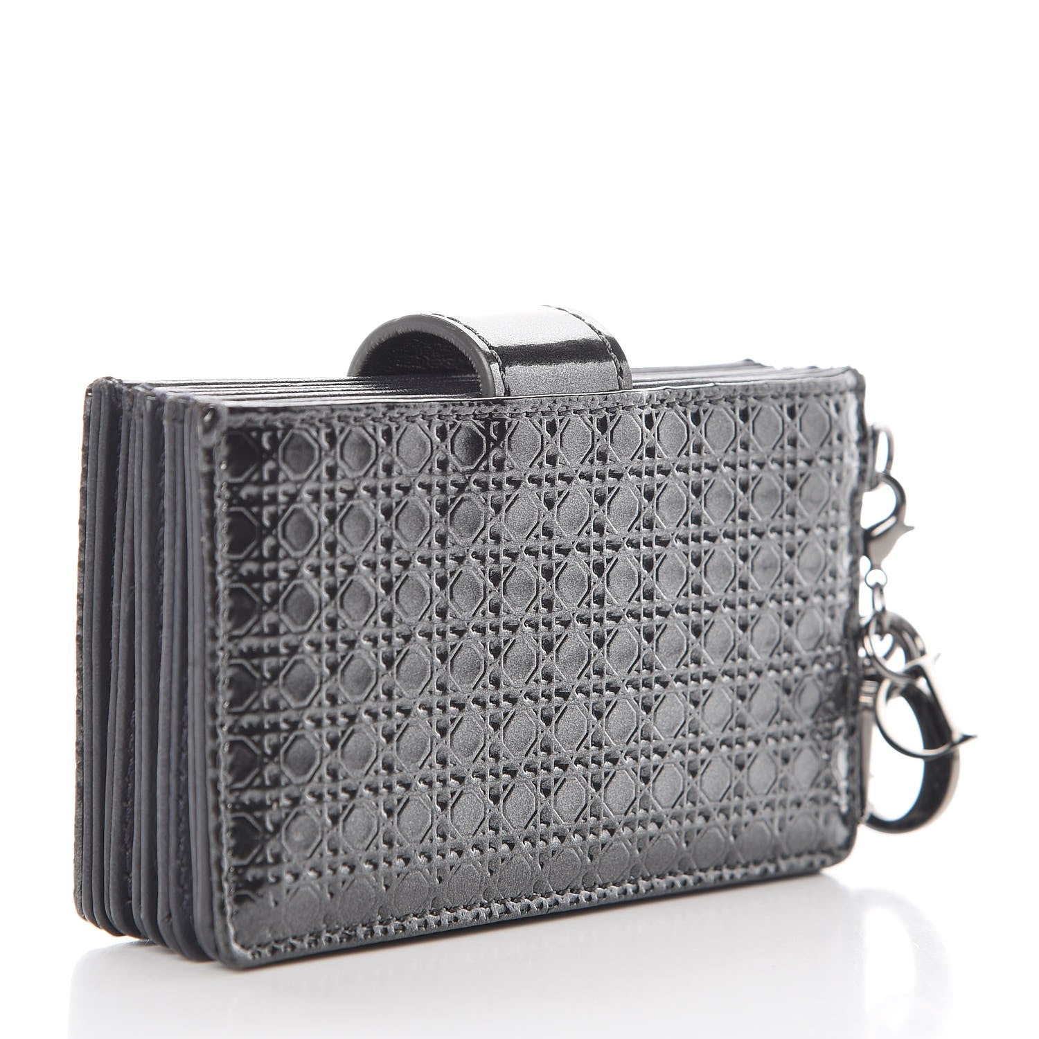 Christian Dior Metallic Patent Micro-Cannage Lady Dior 5-Gusset Card Holder Onyx Black 3 of 8