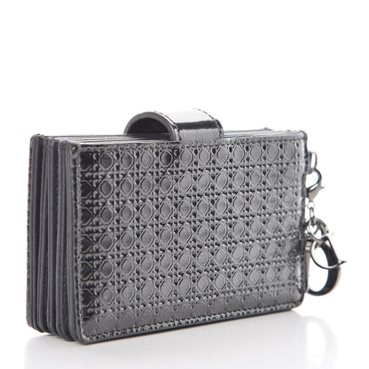 Christian Dior Metallic Patent Micro-Cannage Lady Dior 5-Gusset Card Holder Onyx Black 3 of 8