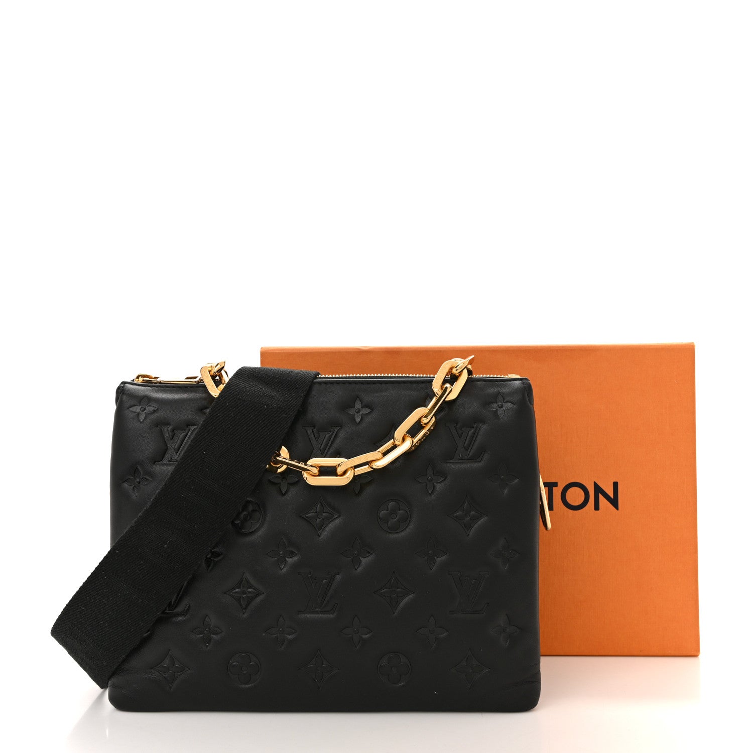Louis Vuitton Lambskin Embossed Monogram Coussin PM Black 12 of 12