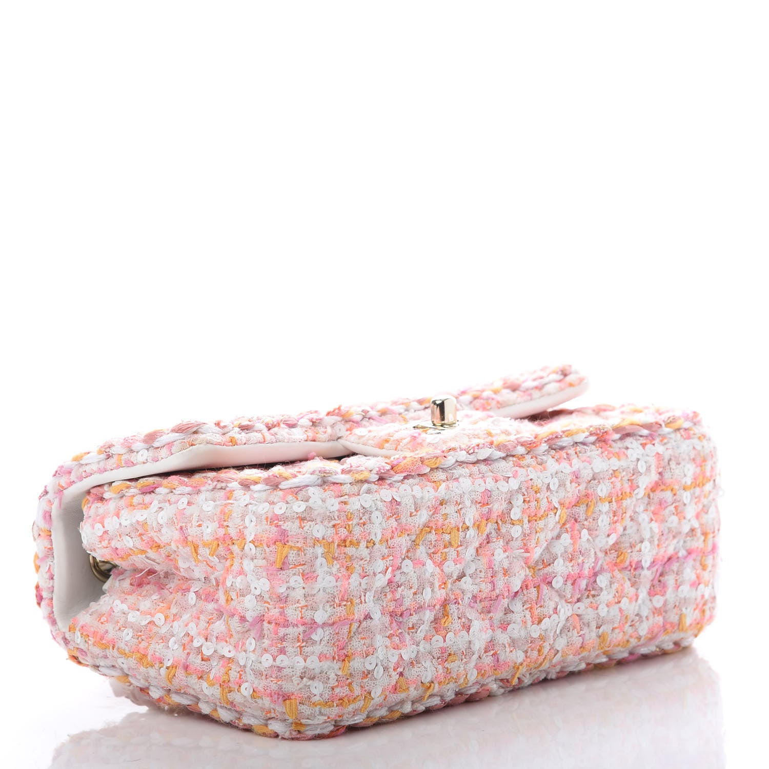 Chanel Tweed Braid Sequin Mini Flap White Pink Orange 4 of 10