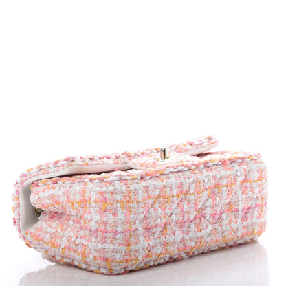 Chanel Tweed Braid Sequin Mini Flap White Pink Orange 4 of 10