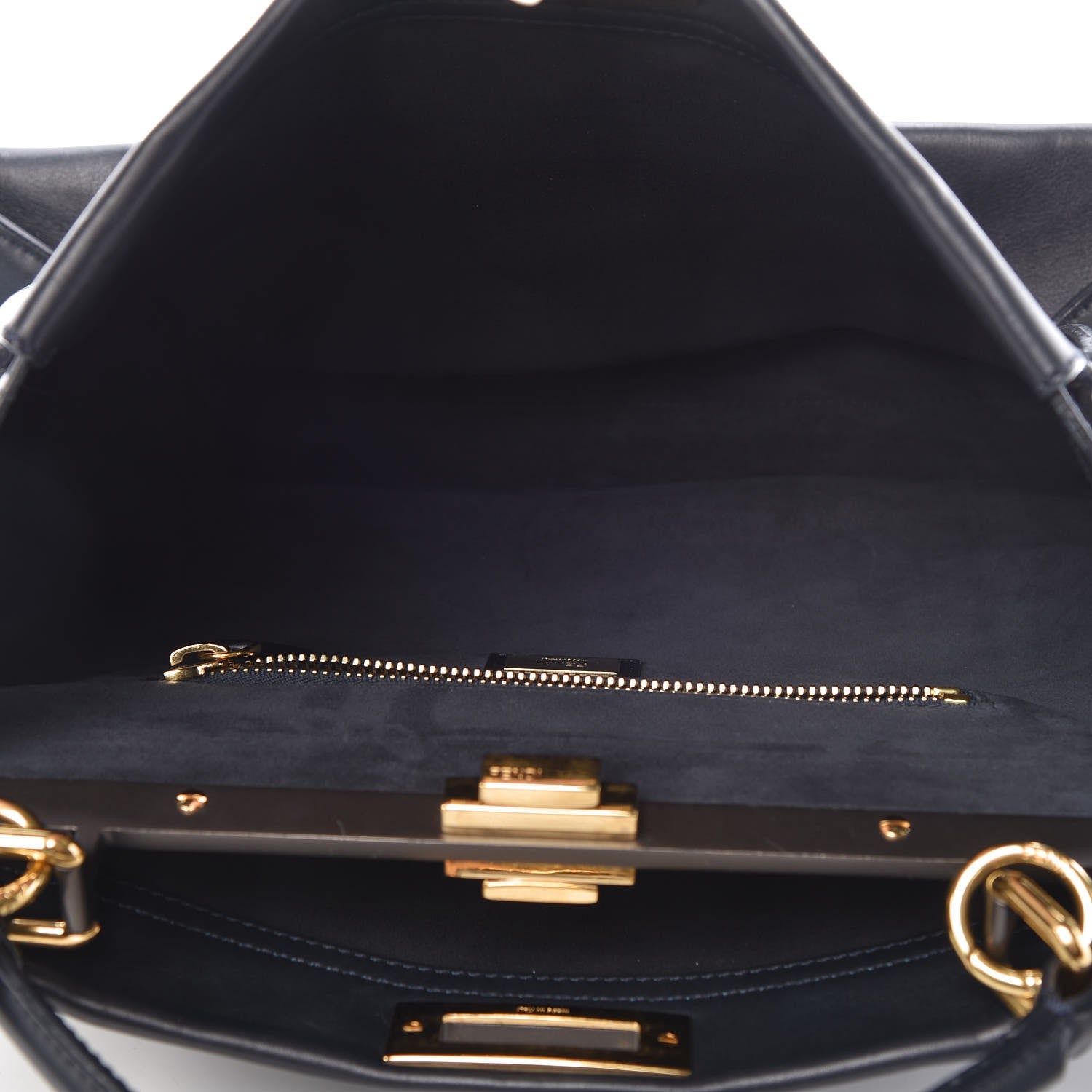 Fendi Vitello Dolce Marmol Large Peekaboo Iconic Satchel Blue Notte 5 of 8