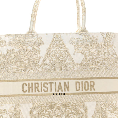 Christian Dior Canvas Around The World Stella Embroidered Large Book Tote Gold 9 of 9