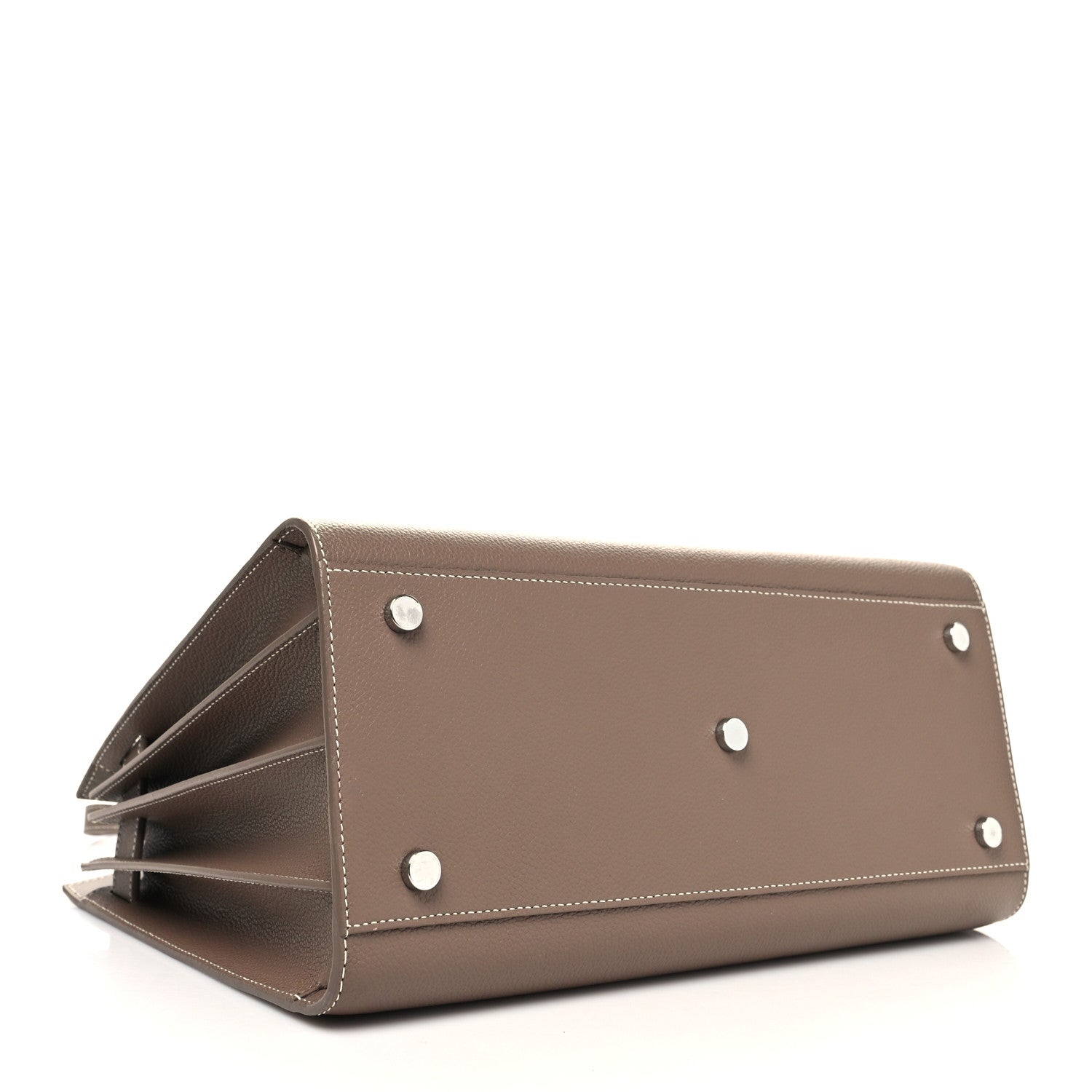 Saint Laurent Grained Calfskin Topstitch Small Classic Sac De Jour Taupe 4 of 10