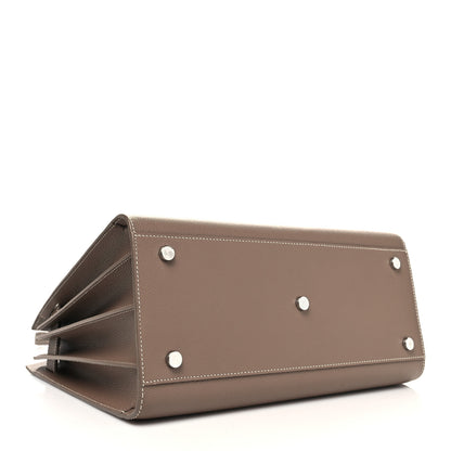 Saint Laurent Grained Calfskin Topstitch Small Classic Sac De Jour Taupe 4 of 10