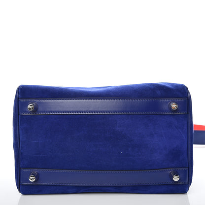 Christian Louboutin Suede Calfskin Small Marie Jane Top Handle Nomade Blue 11 of 14