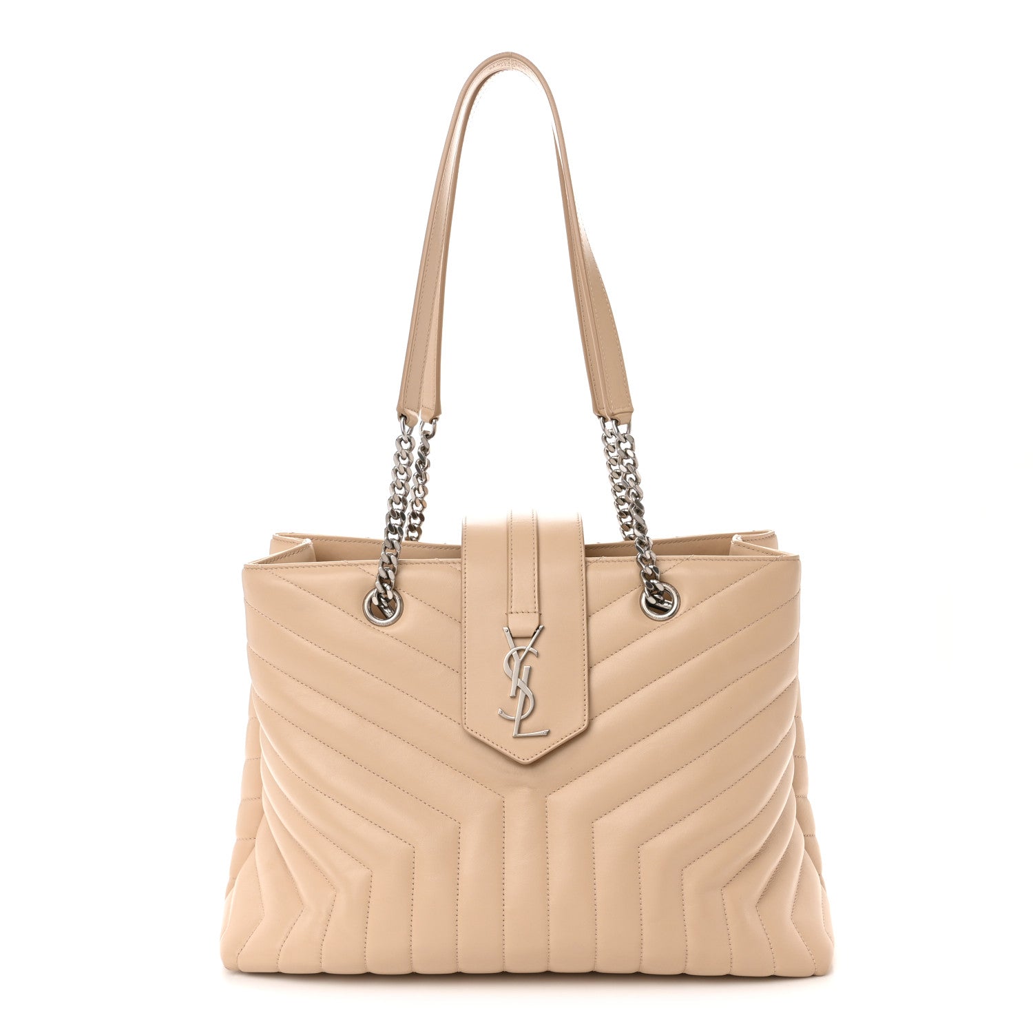 Saint Laurent Calfskin Y Quilted Monogram Large Loulou Shopper Nude Powder 1 of 10