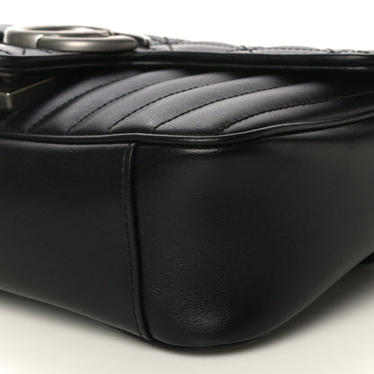 Gucci Calfskin Matelasse Aria Small GG Marmont Shoulder Bag Black 11 of 12