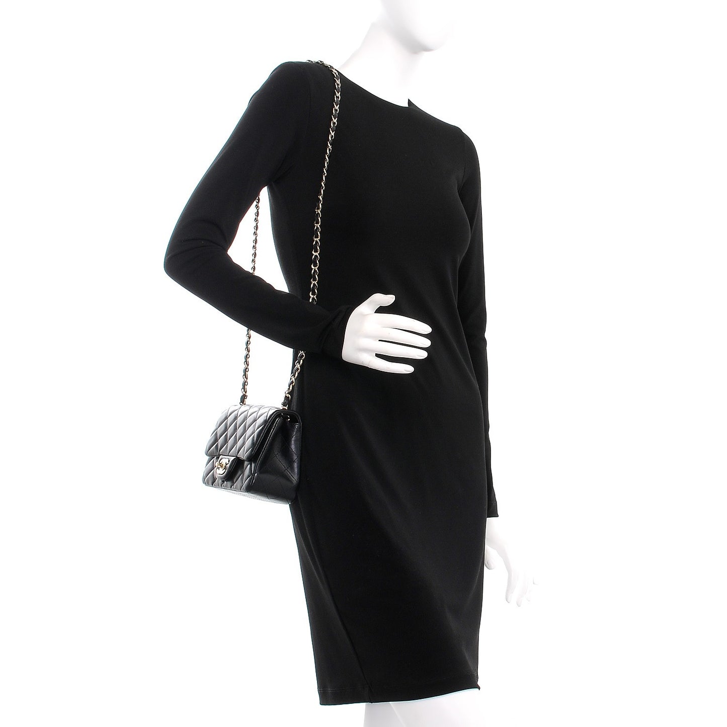 Lambskin Quilted Mini Square Flap Black