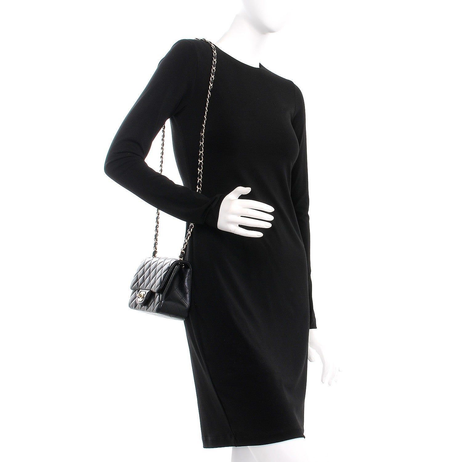 Chanel Lambskin Quilted Mini Square Flap Black 2 of 7
