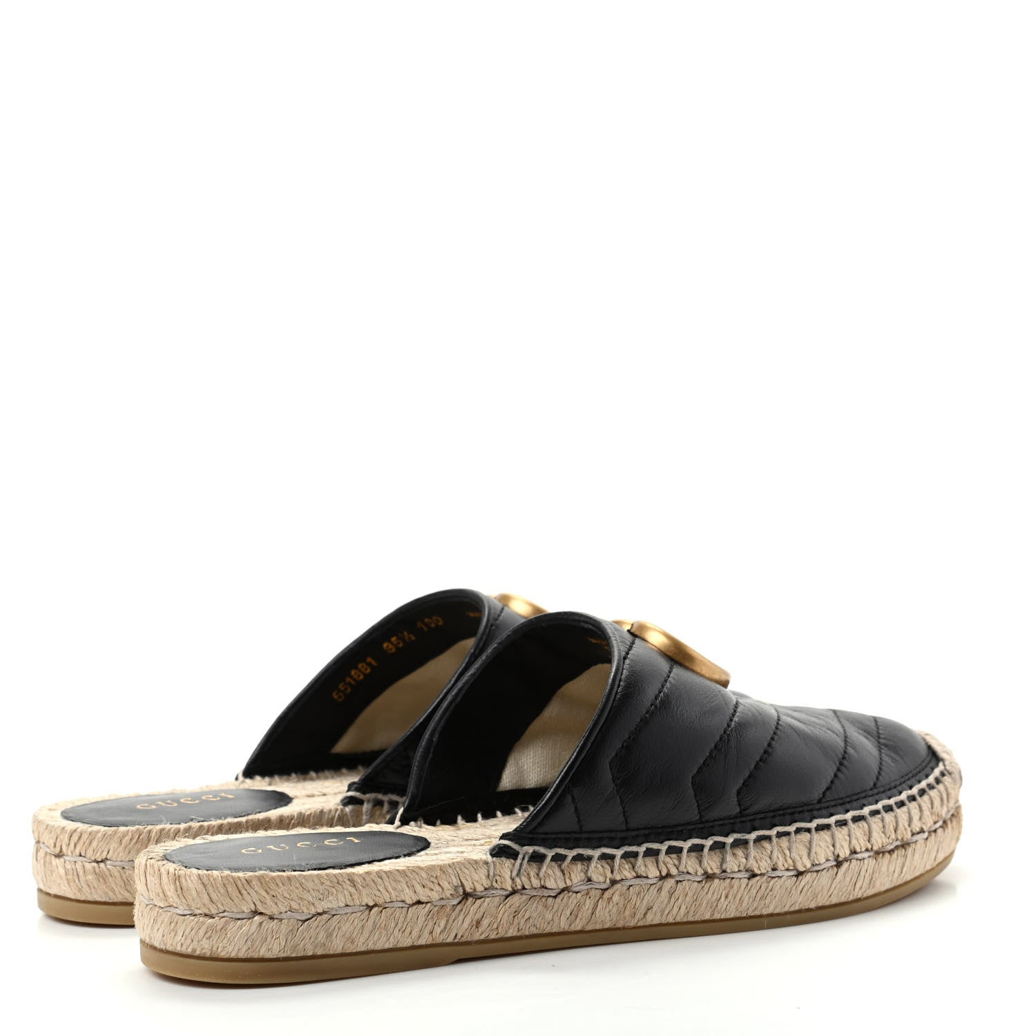 Gucci Nappa Matelasse GG Marmont Espadrille Slippers 35.5 Black 4 of 11