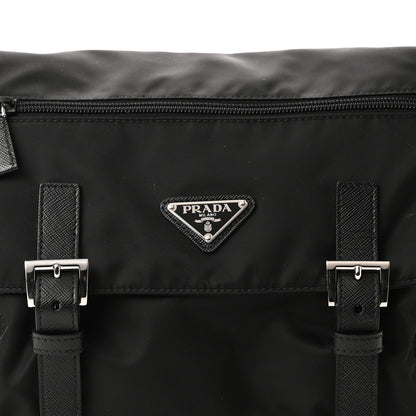 Prada Re-Nylon Vela Saffiano Pocket Double Buckle Messenger Shoulder Bag Black 6 of 8