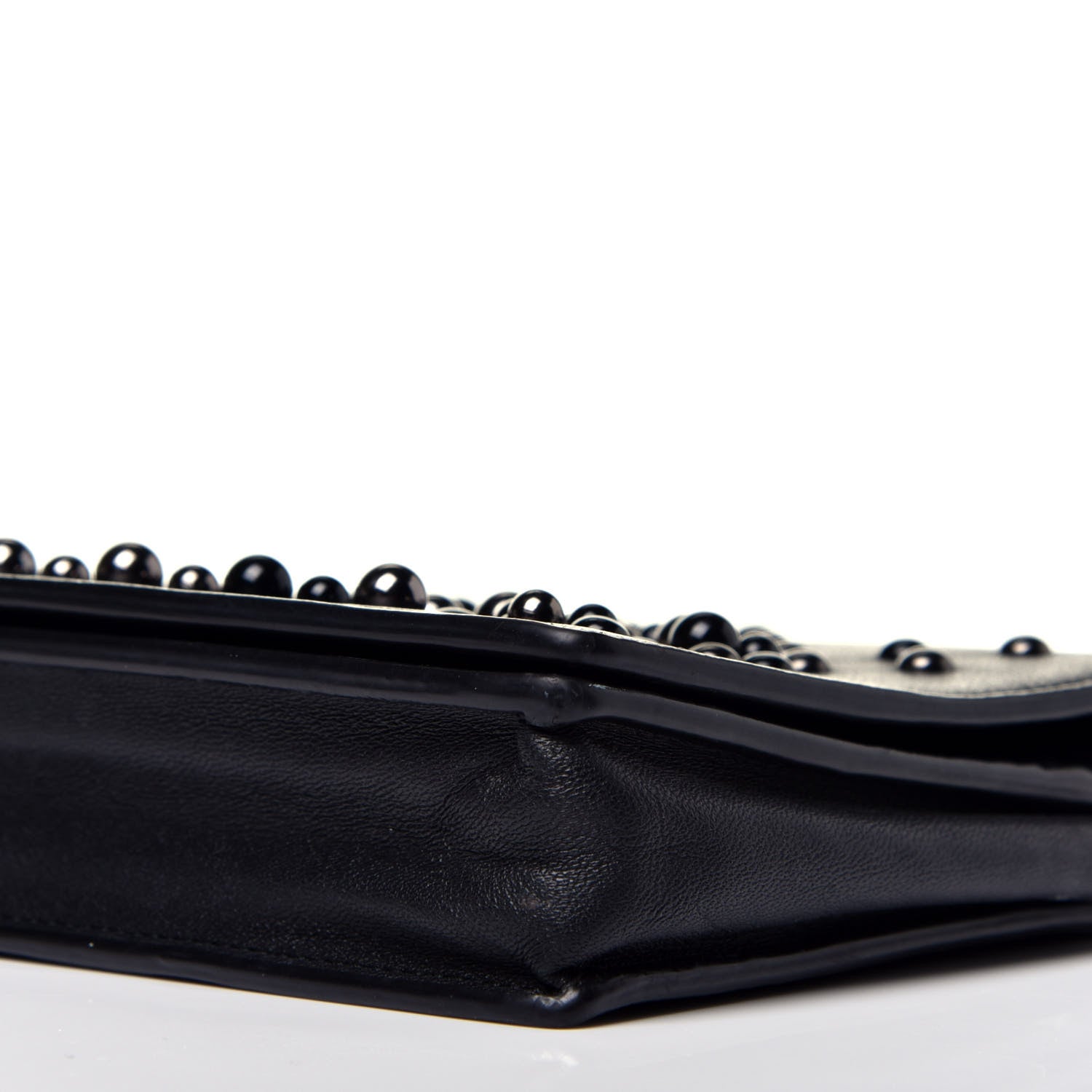 Bottega Veneta Nappa Pearl Embellished Chain Wallet Black 8 of 8