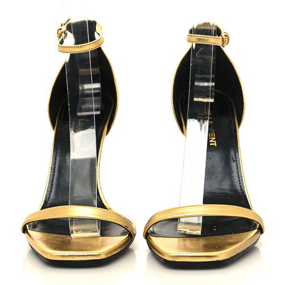 Saint Laurent Metallic Lambskin Opyum 110 Sandals 36.5 Oro 2 of 10