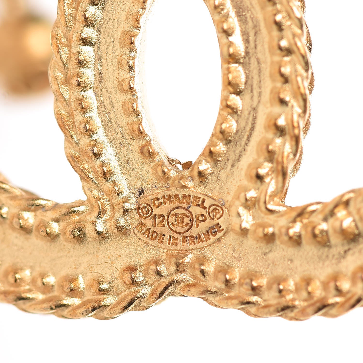 Chanel CC Drop Earrings Matte Gold 4 of 4