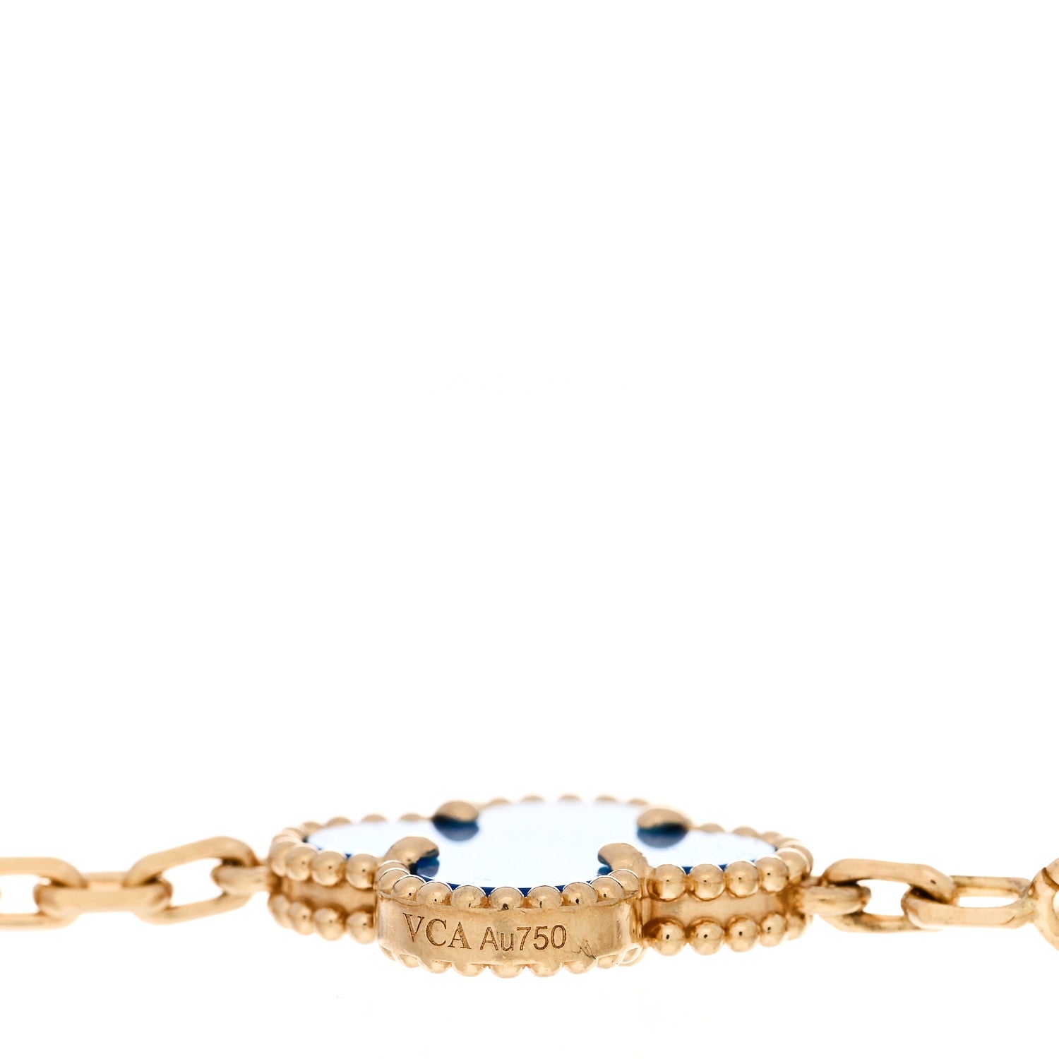 Van Cleef & Arpels 18K Yellow Gold Blue Agate 5 Motifs Vintage Alhambra Bracelet 3 of 5