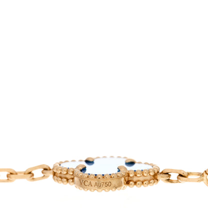 Van Cleef & Arpels 18K Yellow Gold Blue Agate 5 Motifs Vintage Alhambra Bracelet 3 of 5