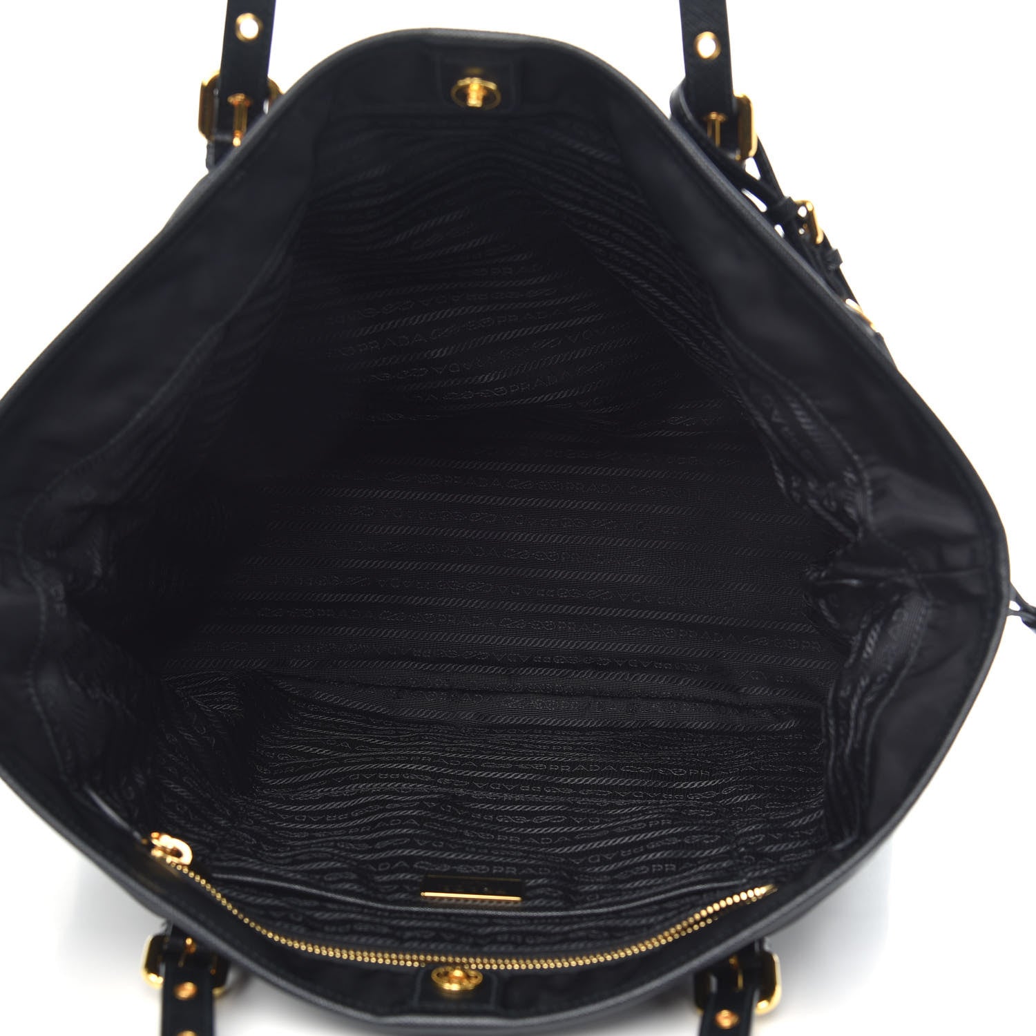 Prada Tessuto Nylon Saffiano Shopping Tote Black 5 of 9