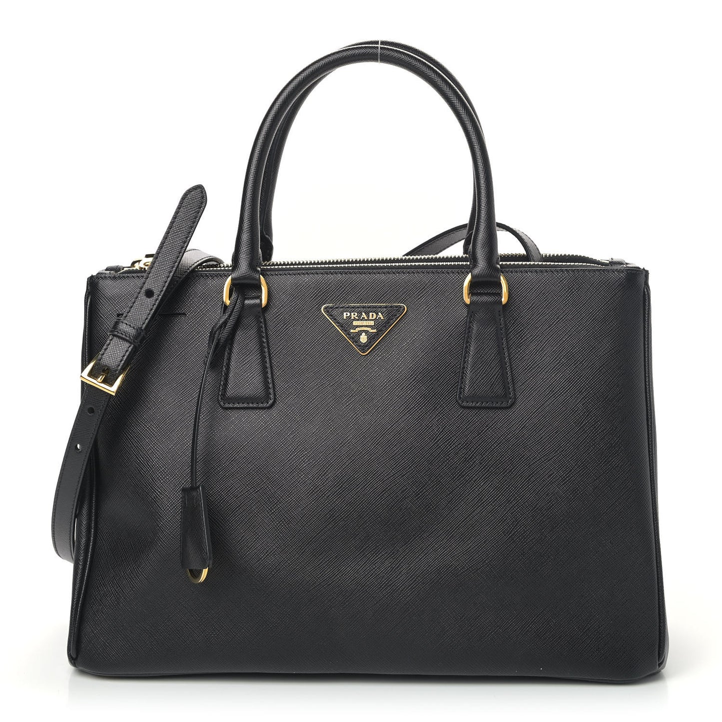 Saffiano Medium Galleria Double Zip Tote Black