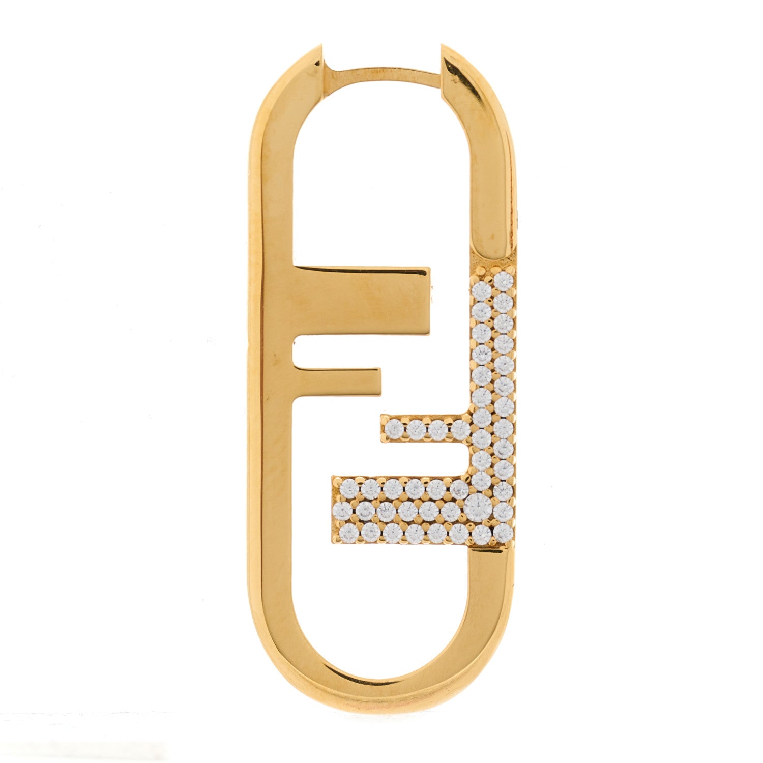 Fendi Metal FF O'Lock Crystal Sinlge Earring Gold 5 of 6