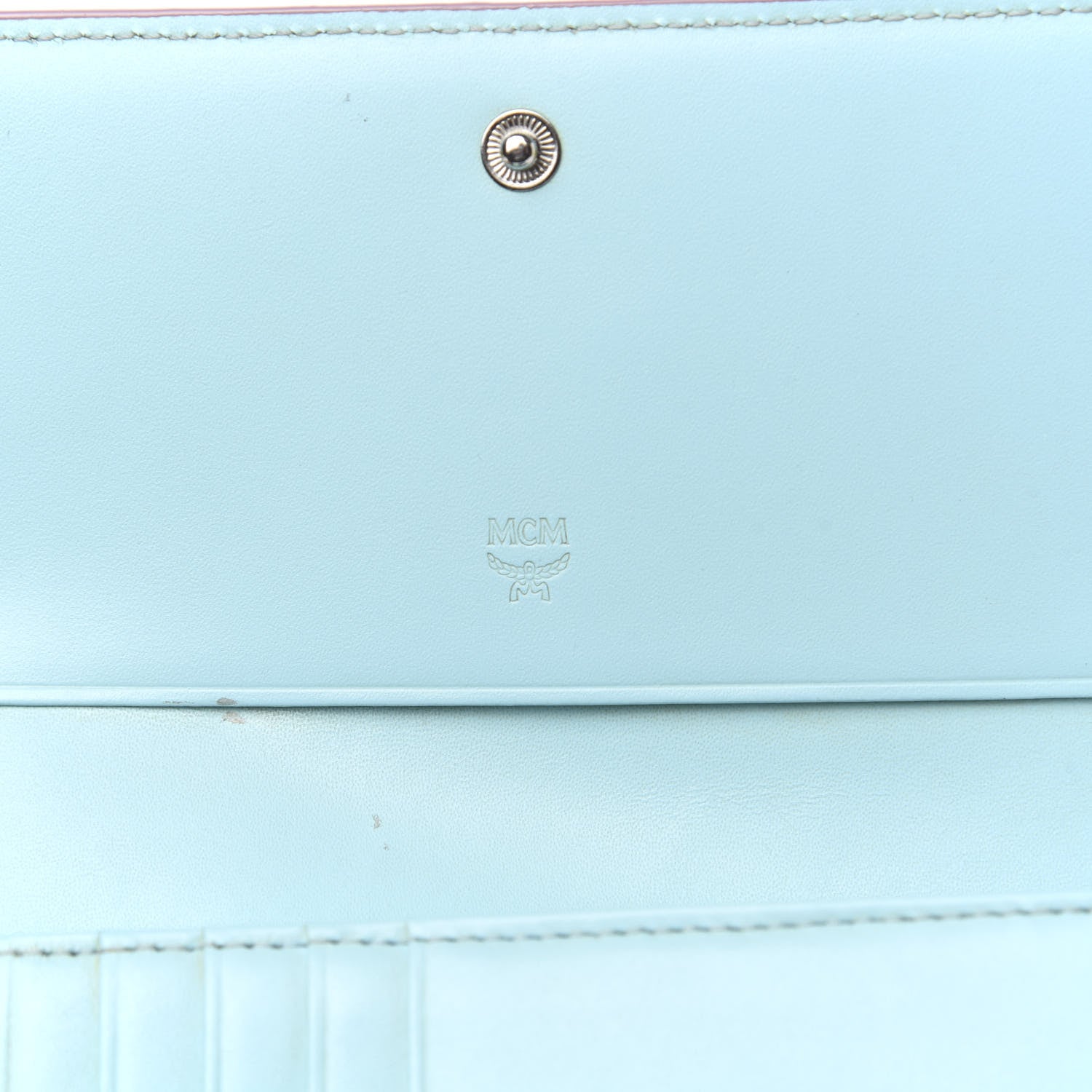 MCM Calfskin Roboter Tri-Fold Wallet White 6 of 9