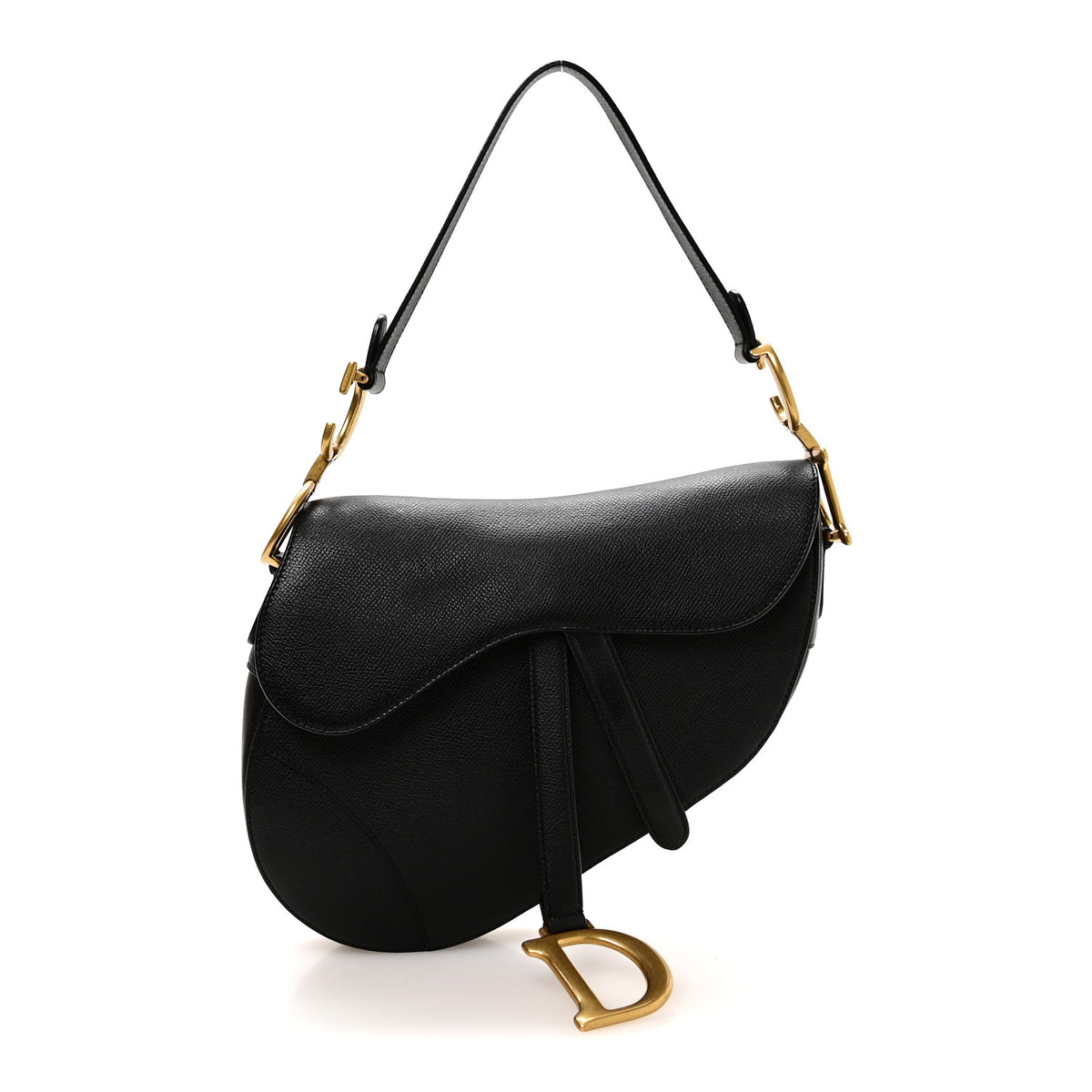 Grained Calfskin Saddle Bag Black