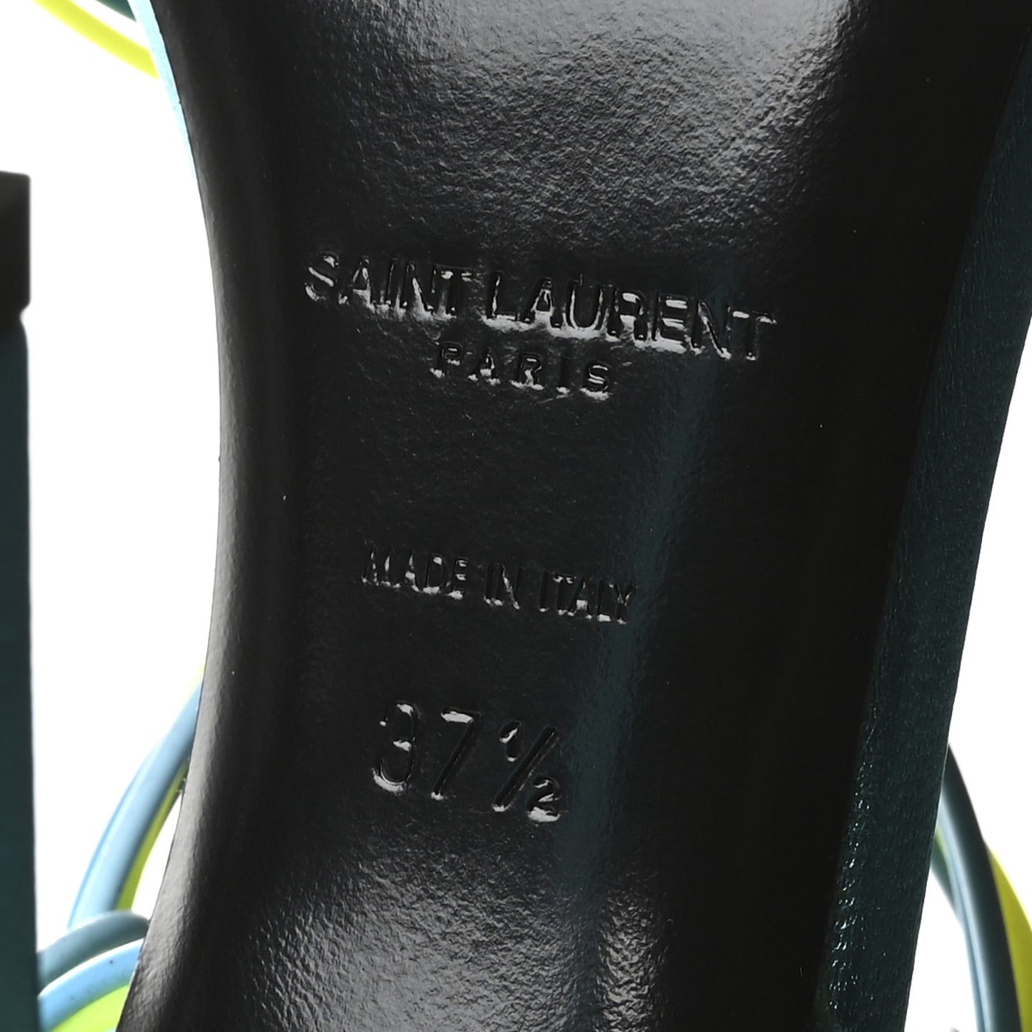 Metallic Calfskin Gippy 105 Sandals 37.5 Cerulean Giallo Fluo