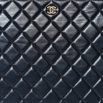 Chanel Lambskin Quilted Pearl Crush Medium Cosmetic Case Dark Blue 8 of 8