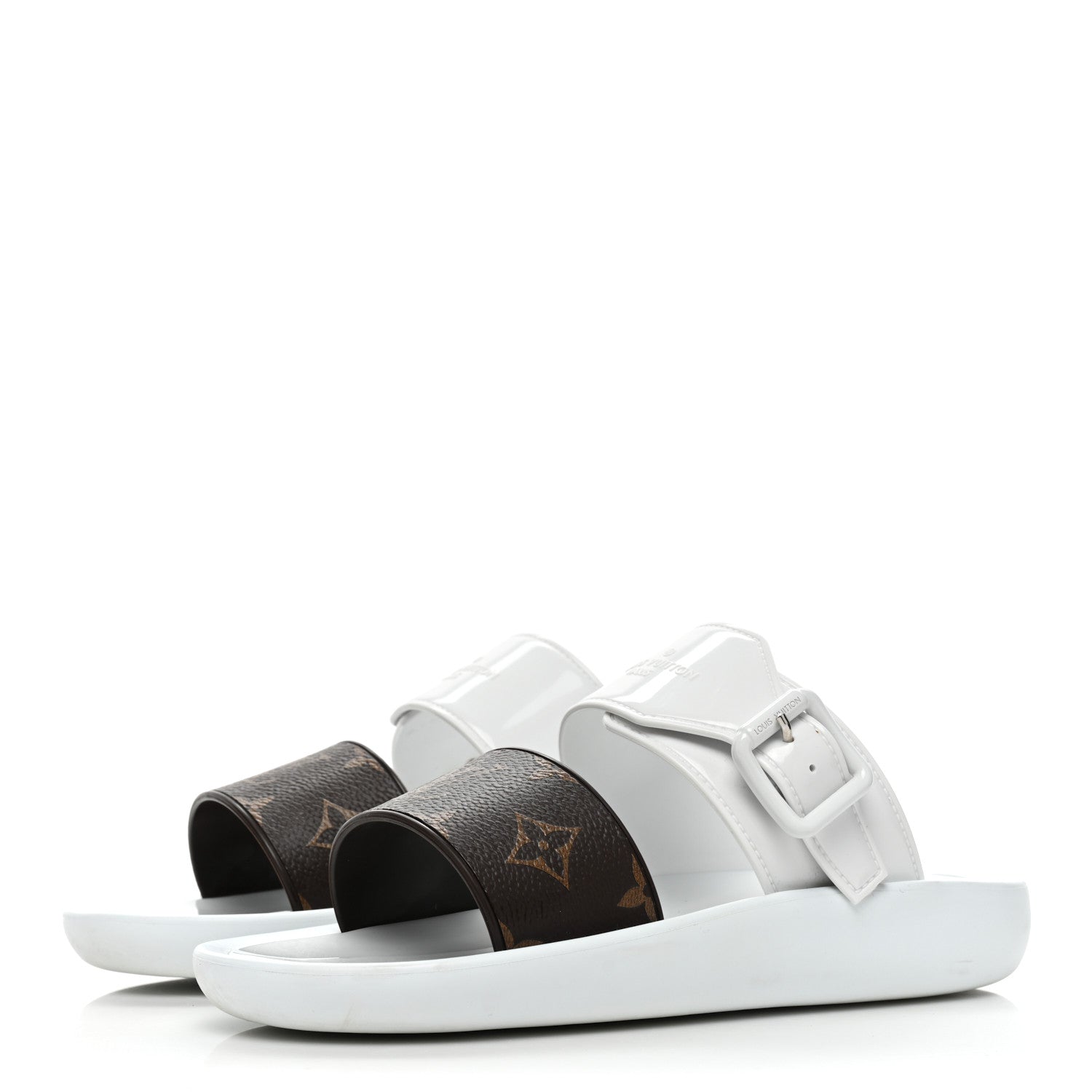 Louis Vuitton Monogram Sunbath Flat Mule Sandals 35 White 3 of 10