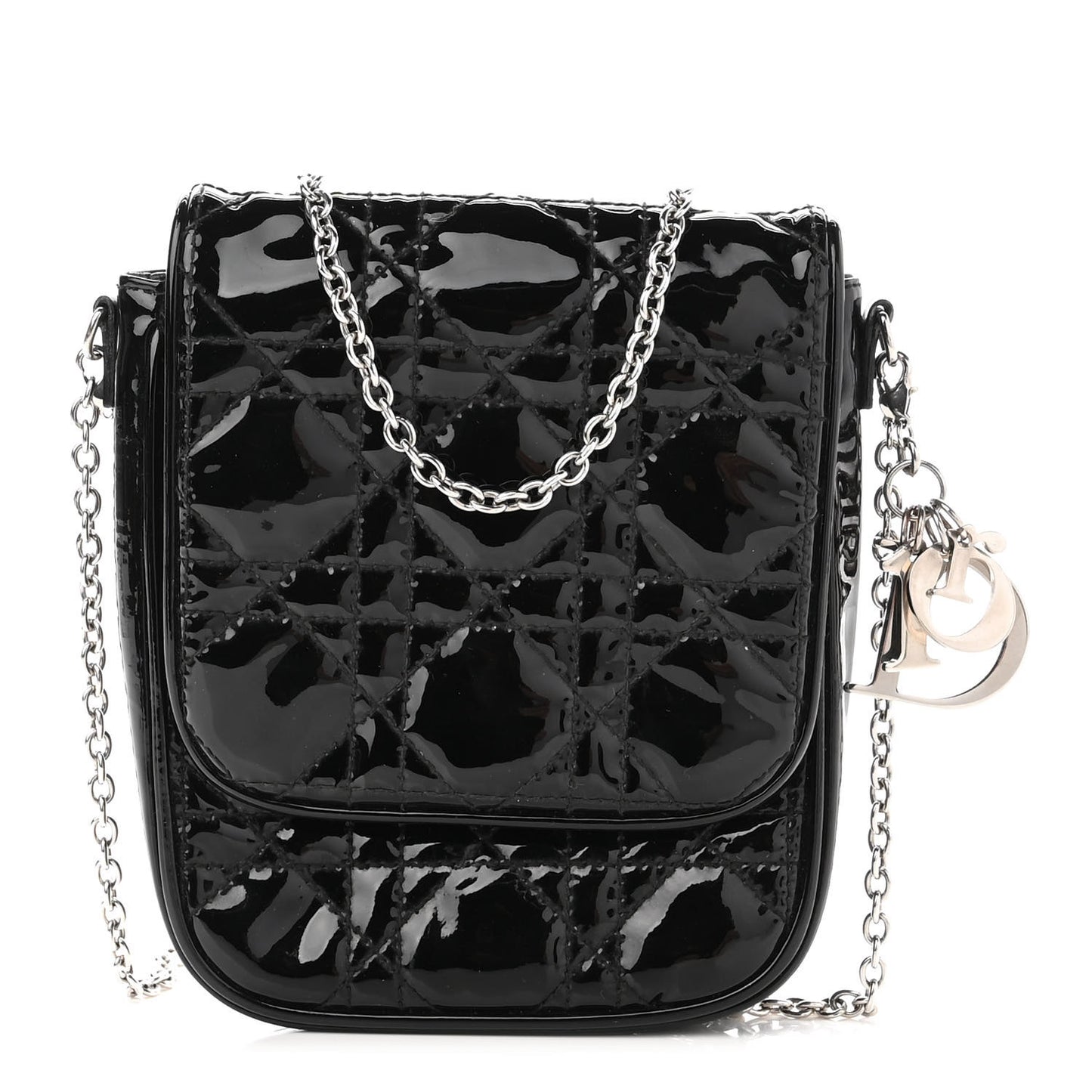 Patent Cannage Crossbody Pouch Black
