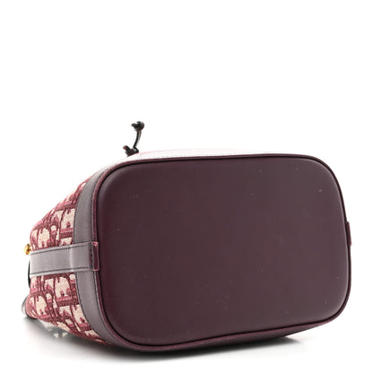 Christian Dior Oblique Drawstring Chain Bucket Bag Burgundy 4 of 11