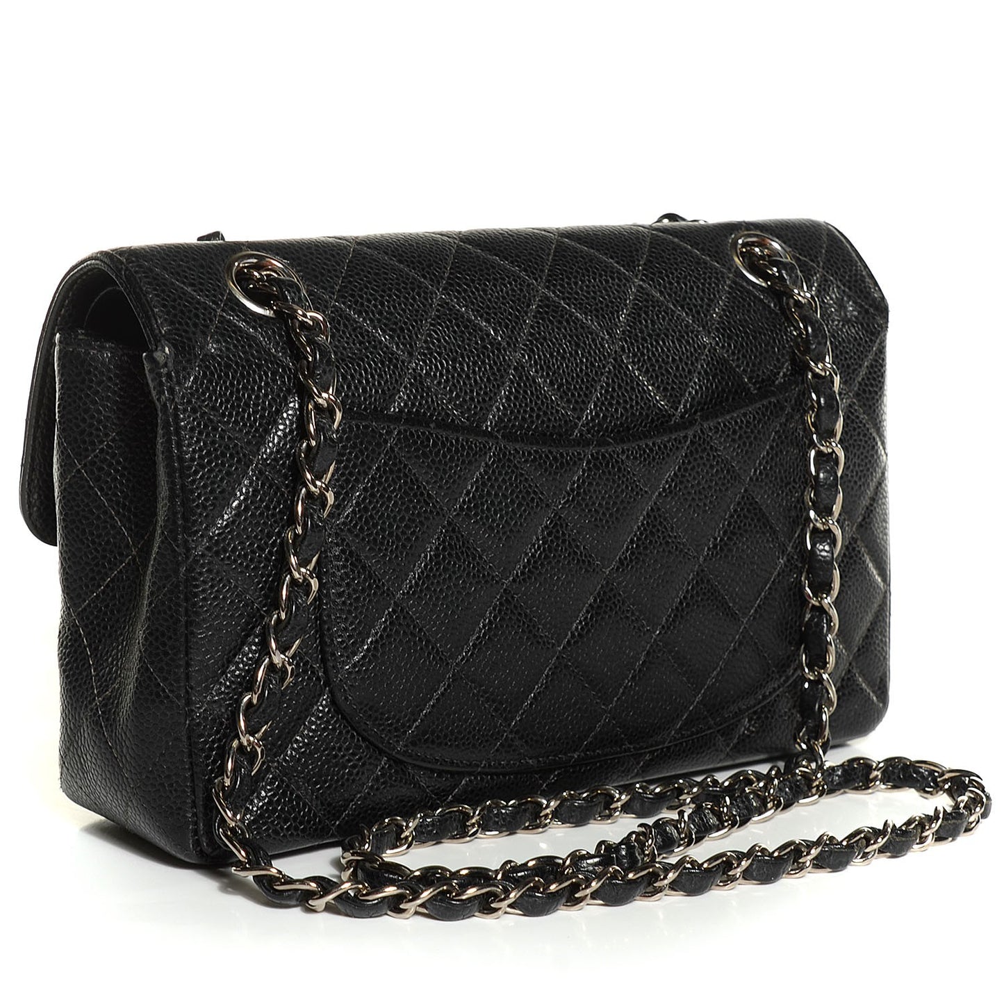 Caviar Quilted Small Double Flap Black