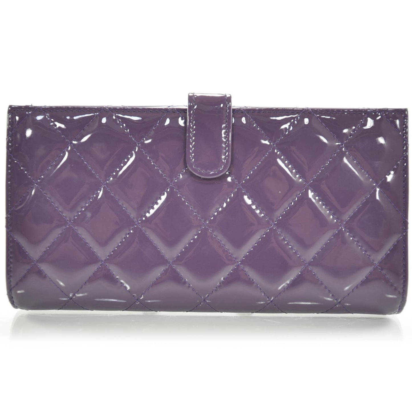 Patent Quilted Large Flap Wallet Purple 12C