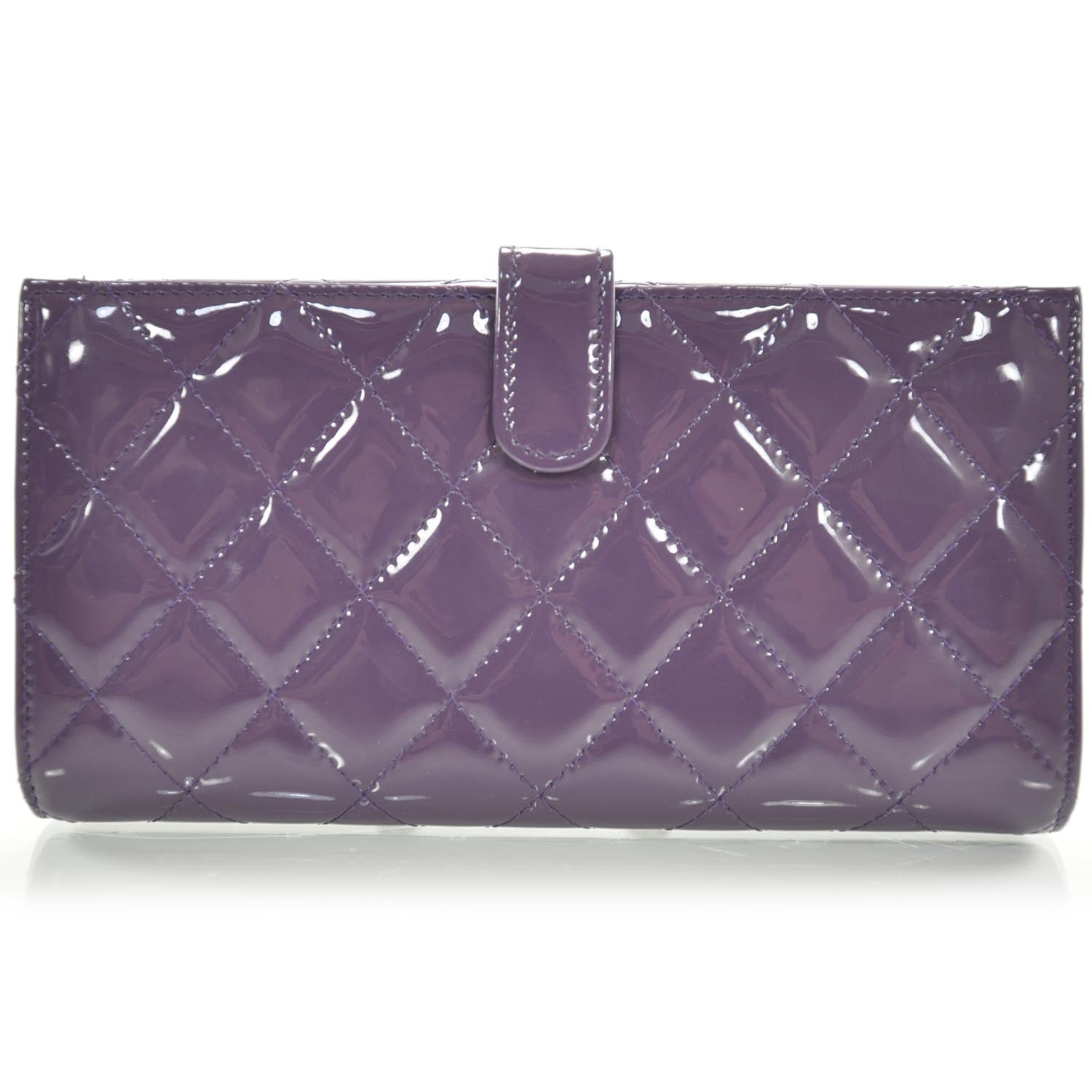 Chanel Patent Quilted Large Flap Wallet Purple 12C 4 of 9