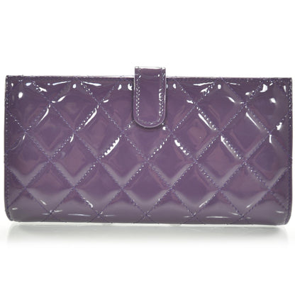 Chanel Patent Quilted Large Flap Wallet Purple 12C 4 of 9