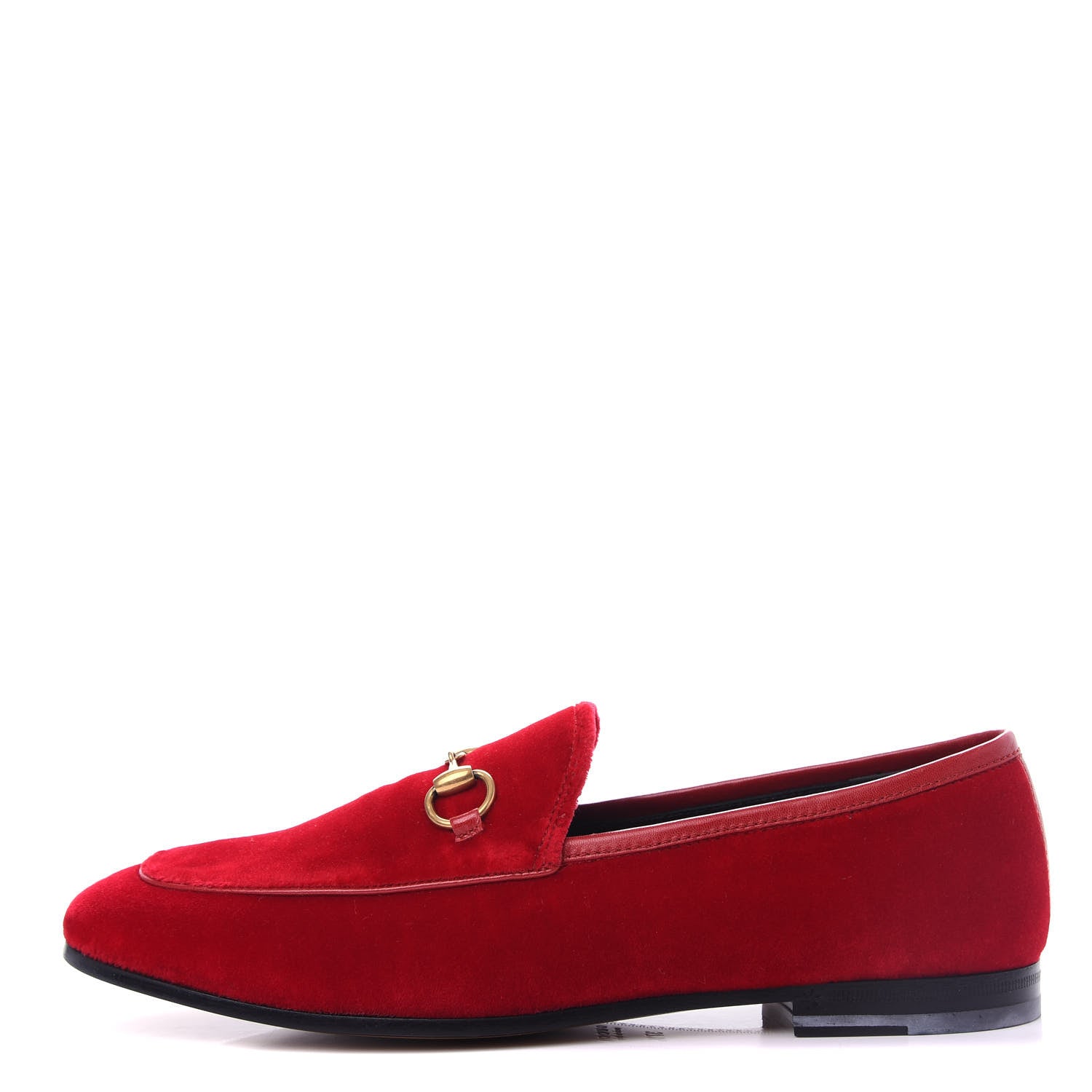 Gucci Velvet Horsebit Womens Jordaan Loafers 37.5 Hibiscus Red 1 of 11