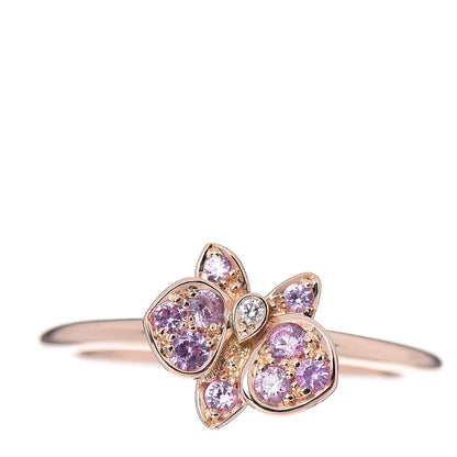 Cartier 18K Pink Gold Diamond Pink Sapphire Caresse D'Orchidees Par Ring 51 5.75 1 of 6