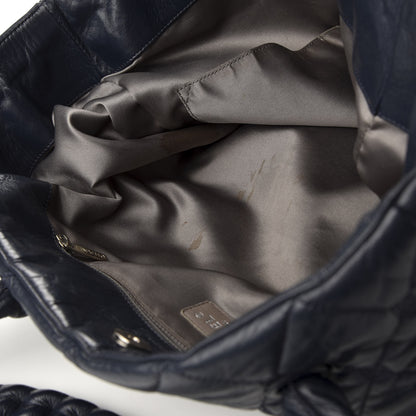 Chanel Lambskin Quilted Hidden Chain Tote Navy 10 of 11