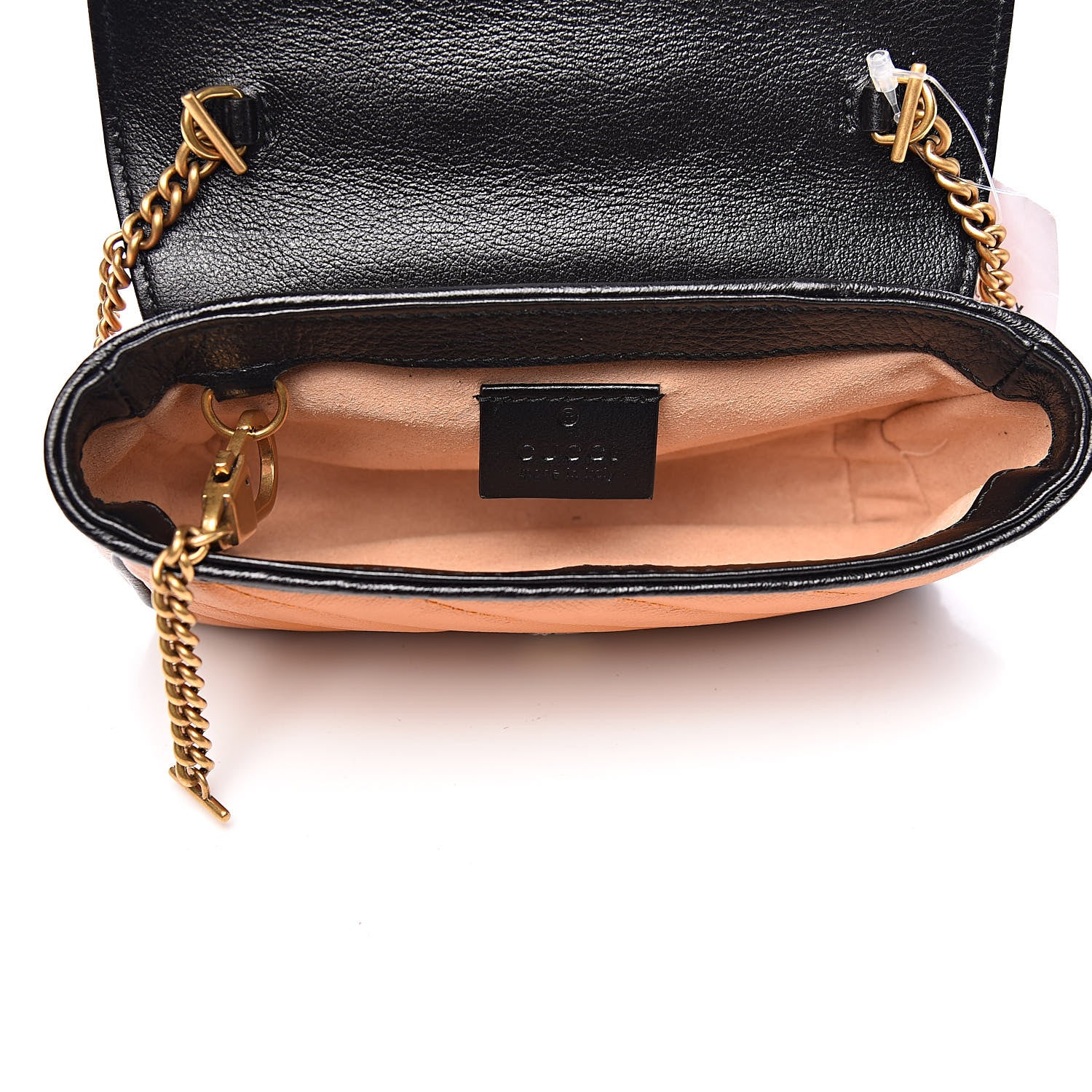 Gucci Vintage Effect Calfskin Matelasse Diagonal Super Mini Torchon GG Marmont Shoulder Bag Cognac 5 of 10