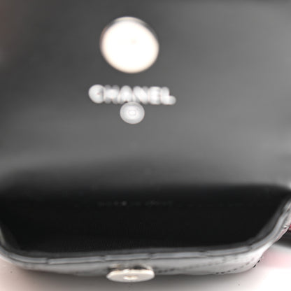 Chanel Patent Quilted Belt In Love Double Mini Flap Waist Bag Black Pink 5 of 15