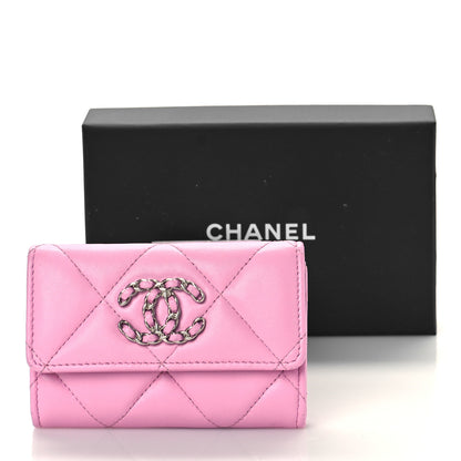 Chanel Lambskin Quilted Chanel 19 Flap Card Holder Pink 11 of 11