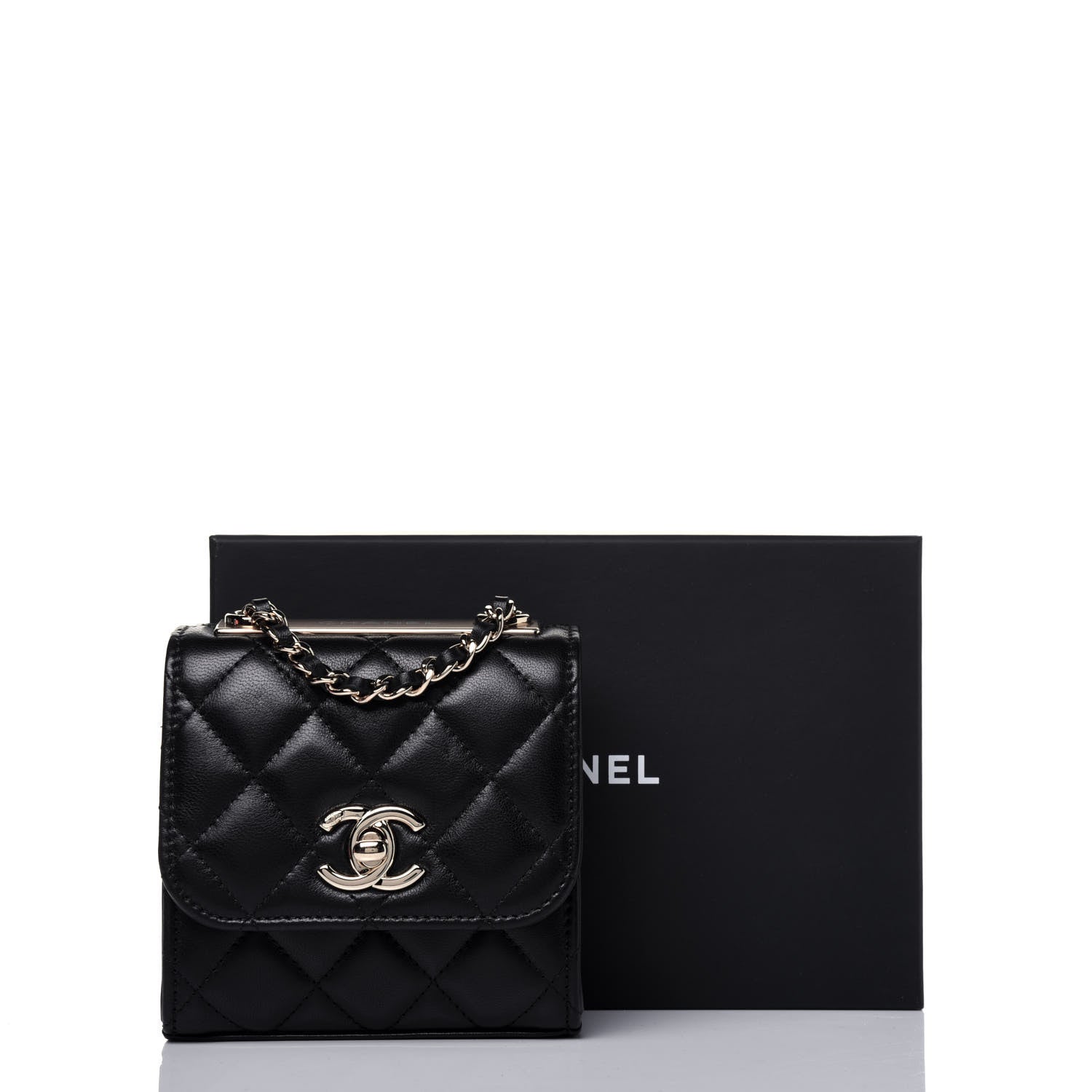 Chanel Lambskin Quilted Mini Trendy CC Chain Wallet Black 14 of 14