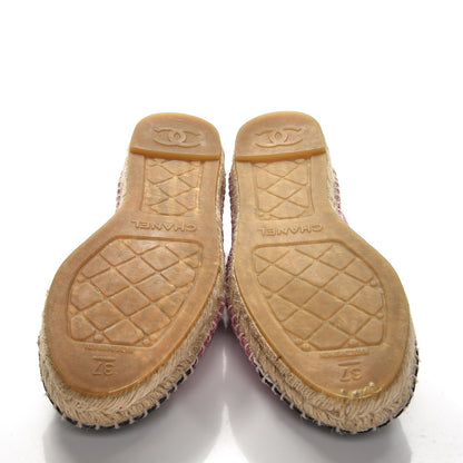 Chanel Linen CC Espadrilles 37 Pink Black 7 of 10