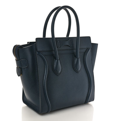 Celine Drummed Calfskin Micro Luggage Marine 3 of 8