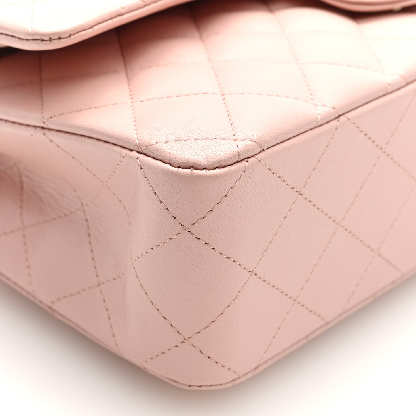 Lambskin Quilted Medium Double Flap Light Pink