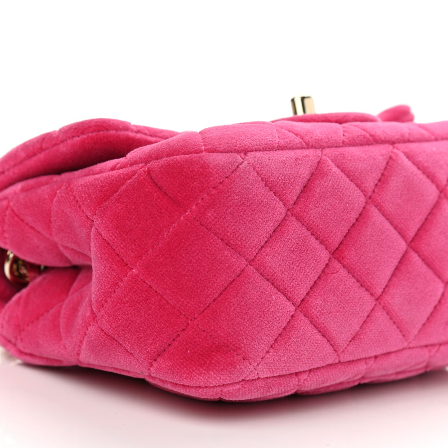 Velvet Quilted Mini Square Pearl Crush Flap Fuchsia