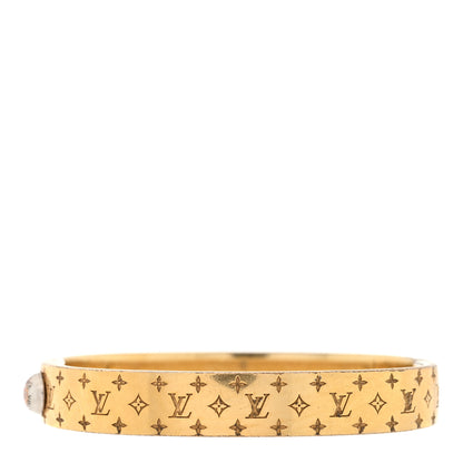 Louis Vuitton Brass Monogram Nanogram Cuff S Gold 1 of 4