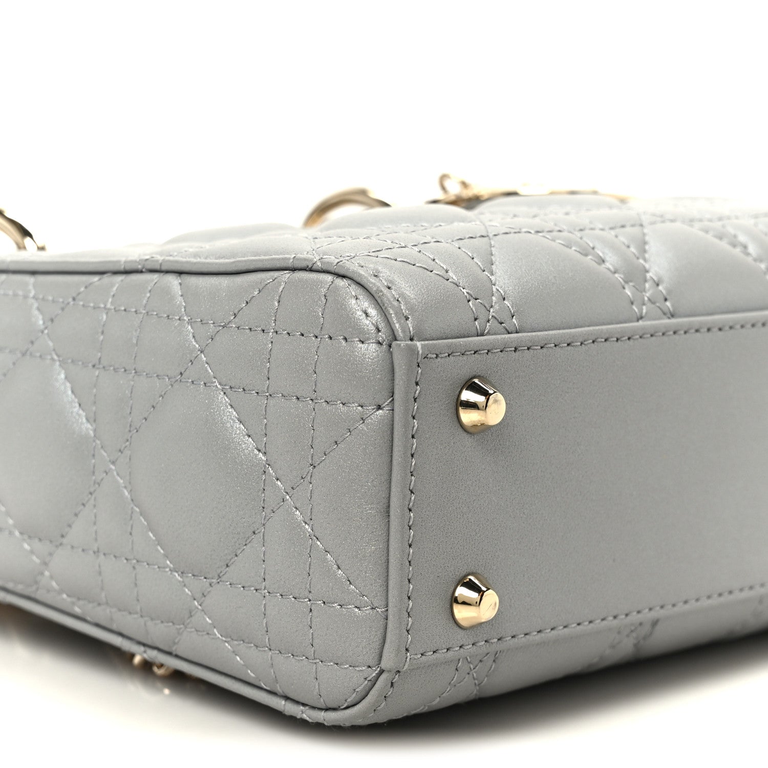 Christian Dior Metallic Lambskin Cannage Mini Lady Dior Grey 8 of 9